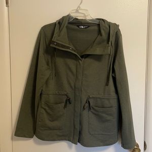 ~Women’s~Northface~Army Green Sweatshirt/Jacket with pockets~Size Medium